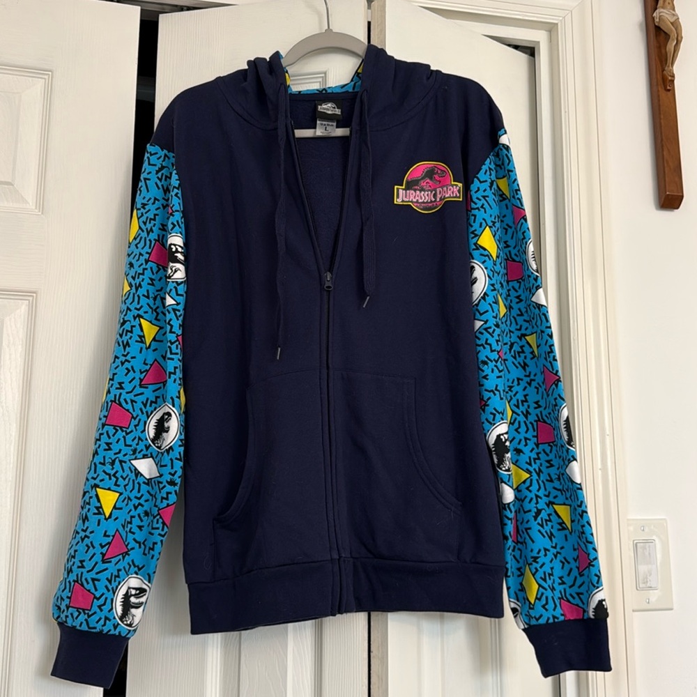 Thinkgeek Retro Jurassic Park DNA Zip up hoodie